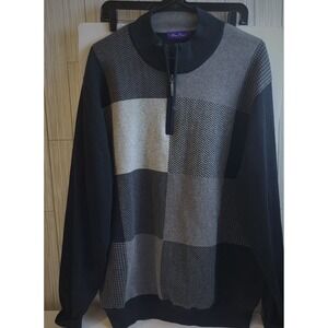 Alan Flusser's Men"s Herringbone Multicolor Gray And Navy ,Sweat Shirt Size  2XL